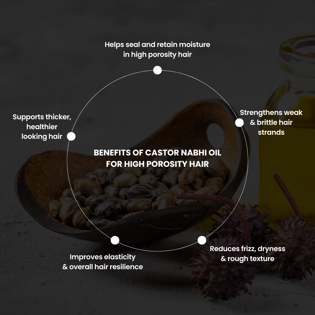 Castor Nabhi Oil: Revitalizing High Porosity Hair from the Core