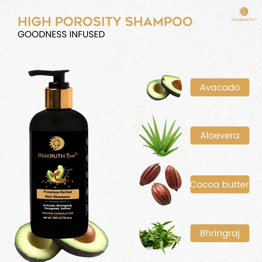 Herbal High Porosity Shampoo for Dry and Frizzy Hair