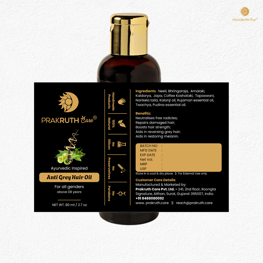Ayurvedic Anti Grey Hair Oil by Prakruth Care